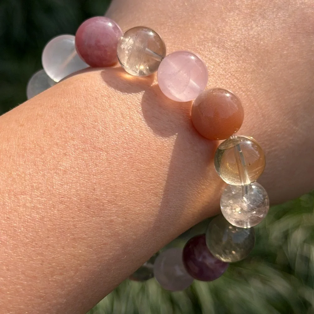 13.5mm‎ stretchable multi stone crystal bracelet 1070